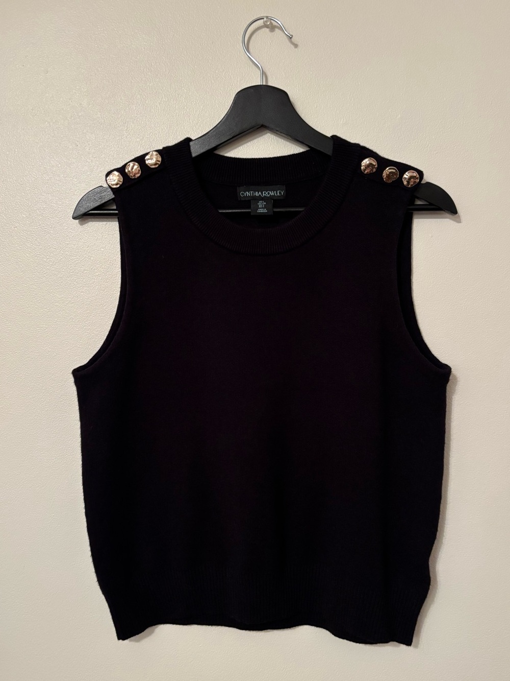 Cynthia Rowley Black Sleeveless Knit Tank | Size L